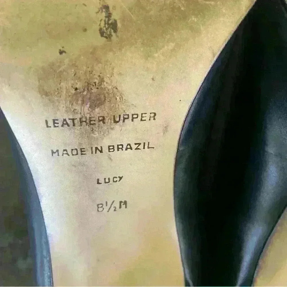 Pesaro Lenore Woman’s Size 8.5 Lucy Black Leather Slip On Pumps Brazilian made - Picture 11 of 11